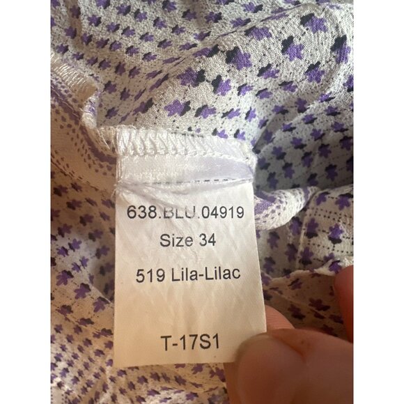 Intropia Womens Lilac & White Patterned Button-Up Blouse Size 34 Cotton Blend - Picture 5 of 6